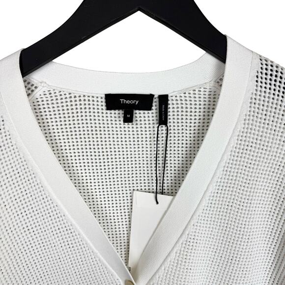 THEORY White  Pointelle-Knit Oversized Cardigan - Picture 10 of 12